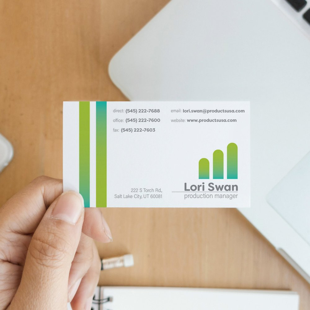 woman holding Lime green Business Card Full Color - Front Only