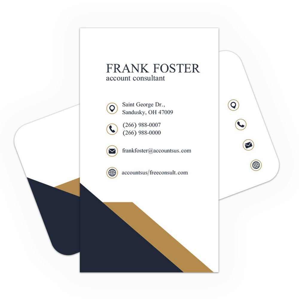 Navy blue round and square corners Business Card Full Color - Front Only