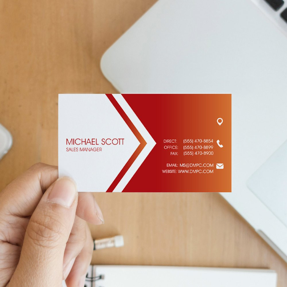 woman holding square corner red Business Card Full Color - Front Only 