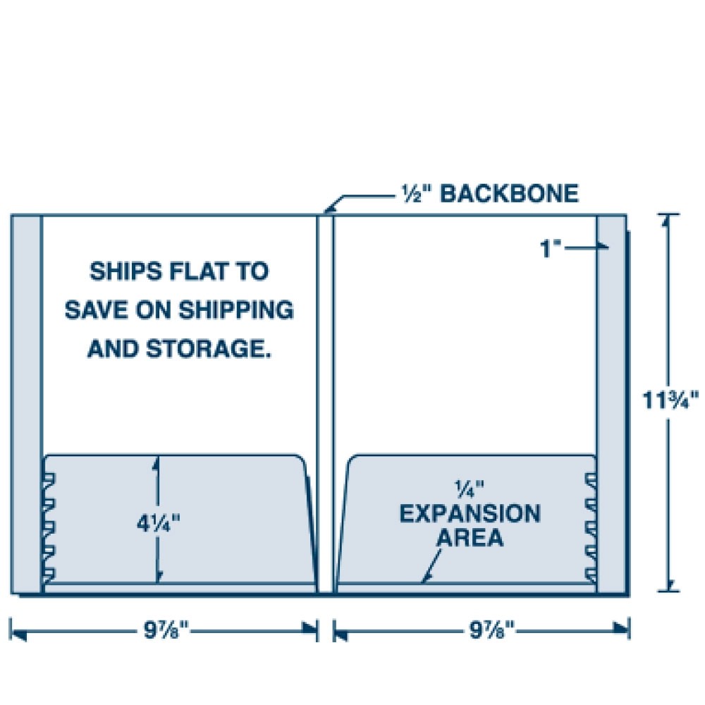 Capacity Folder w/ Expandable Pockets - 9-7/8W x 11-3/4H - Foil Stamp or Emboss