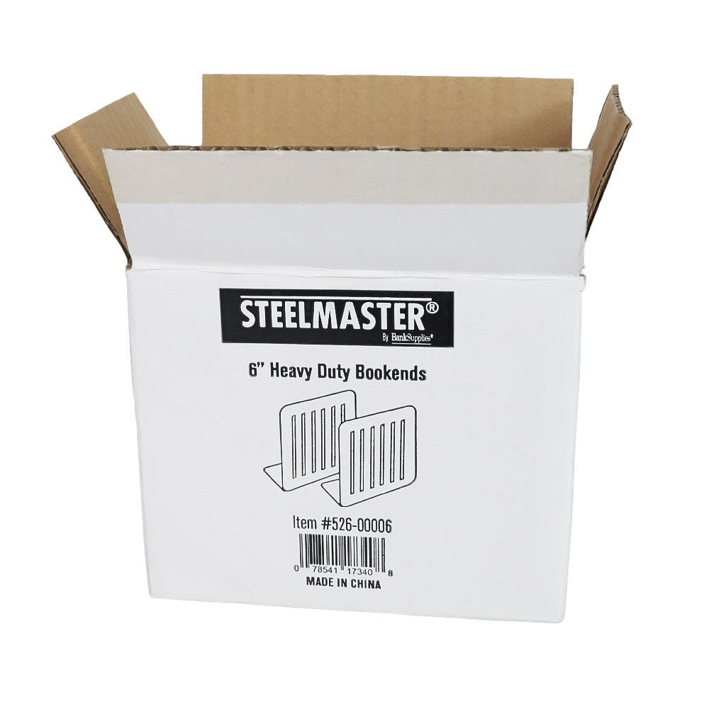 STEELMASTER 6" Heavy Duty Metal Bookends in box