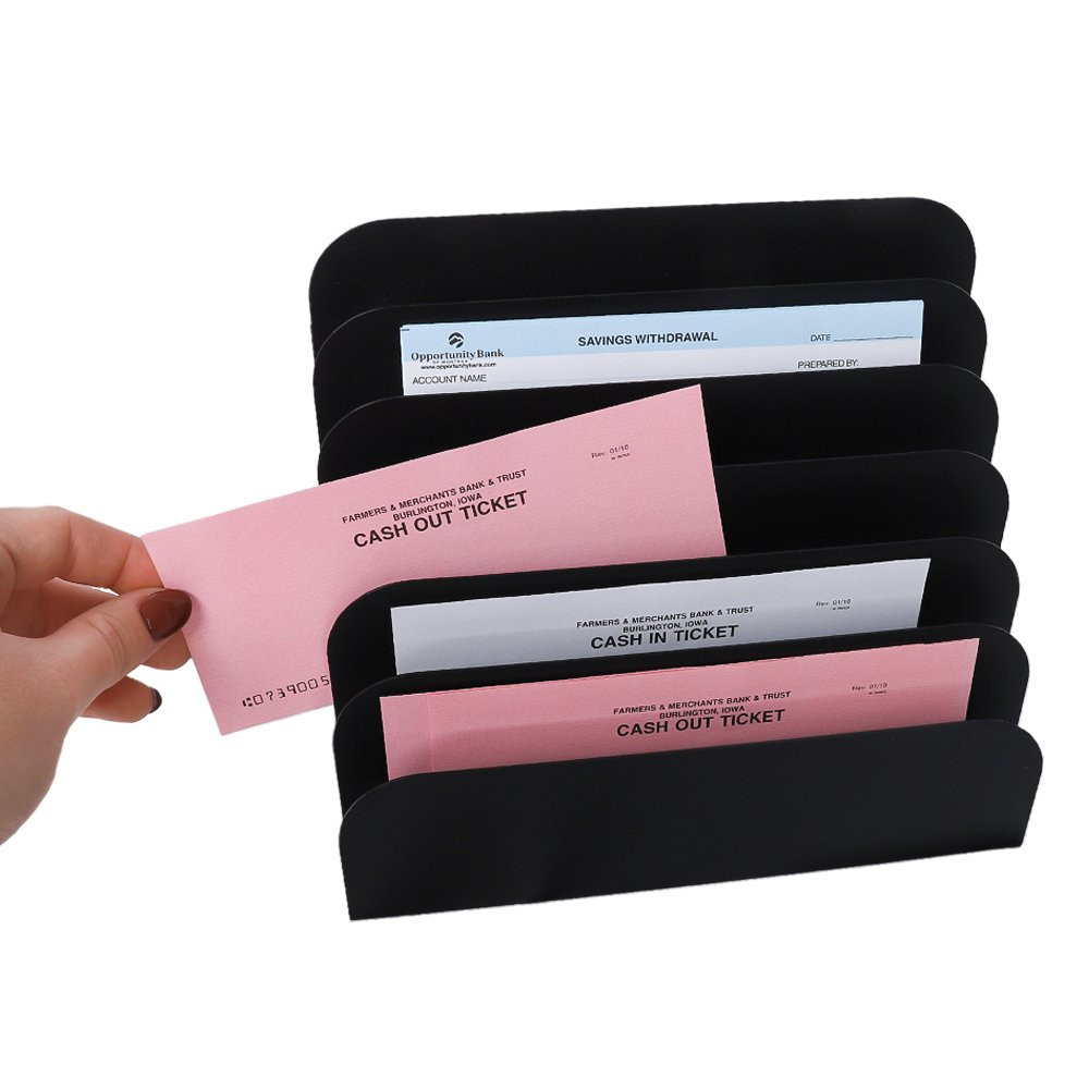 SteelMaster™ Cashier Pad Rack - 6 Slot File & Desk Organizer lifestyle