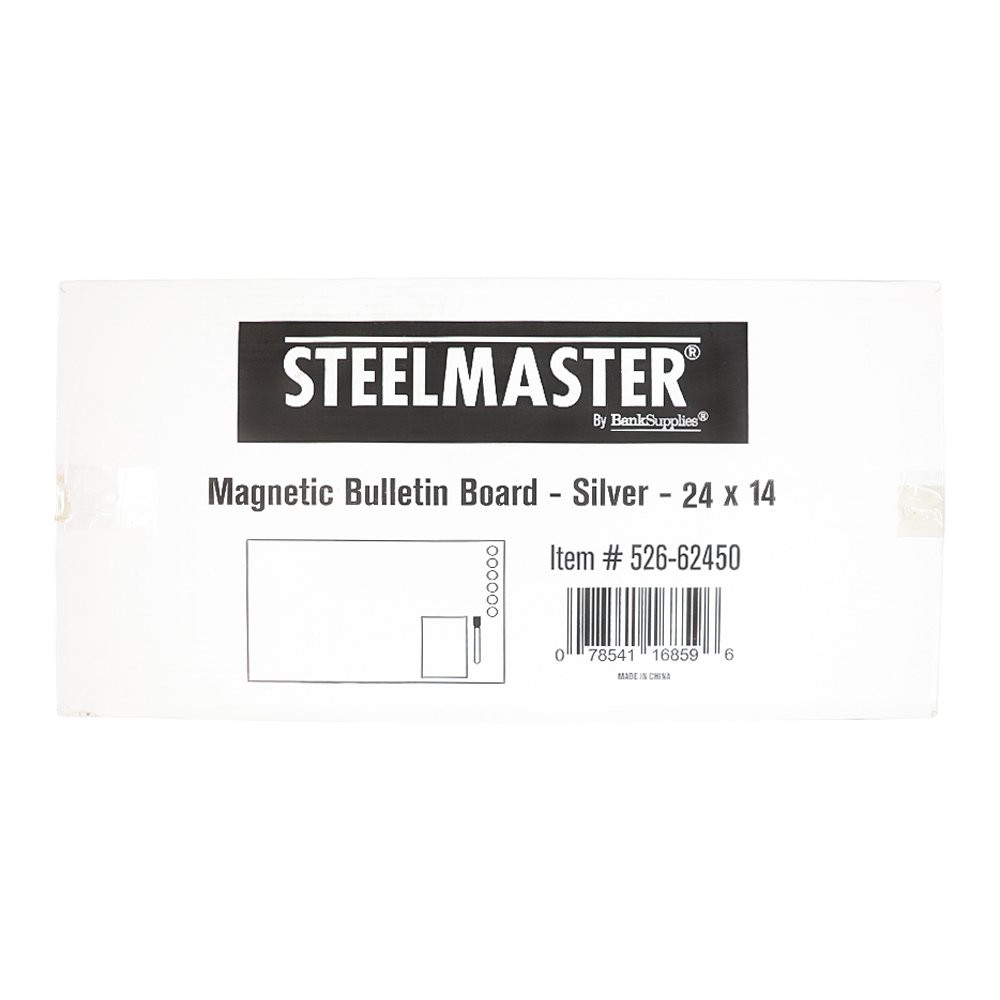 STEELMASTER Magnetic Bulletin Board - Silver - 24 x 14 in box