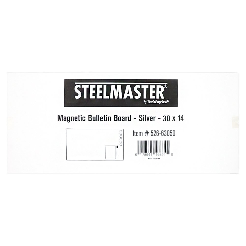 STEELMASTER Magnetic Bulletin Board - Silver - 30 x 14 in box