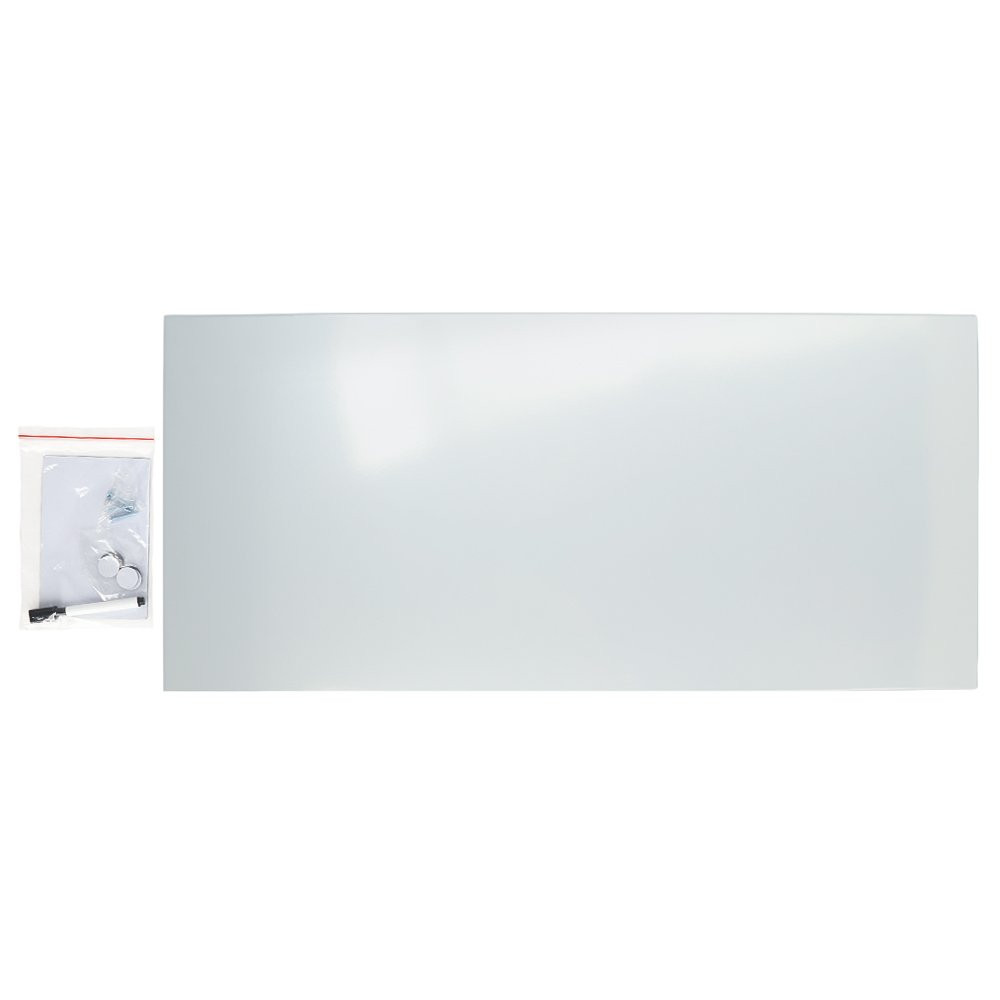 STEELMASTER Magnetic Bulletin Board - Silver - 30 x 14 with items on the side