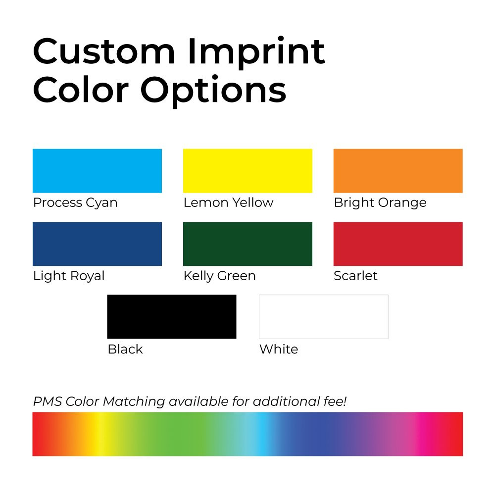 Available custom imprint color options