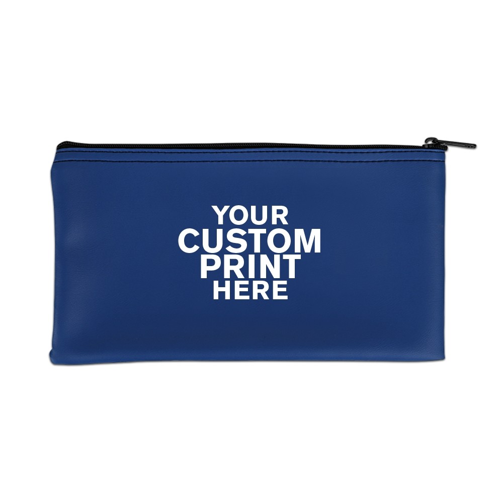 1 Color Imprinted logo shown on Navy Vinyl Zipper Bag 11W x 6H