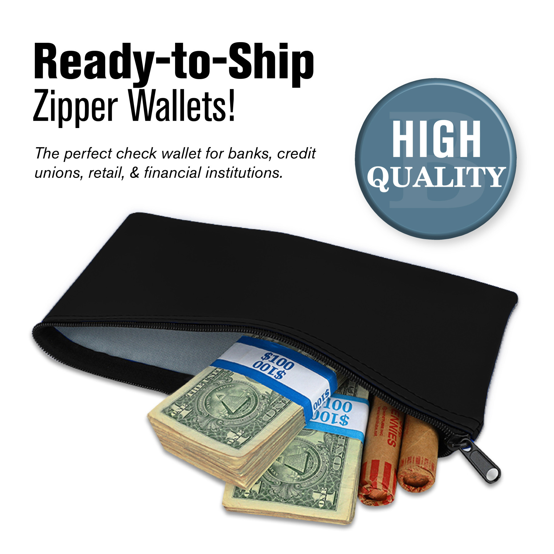 Vinyl Zipper Bags 11W x 6H - Ready to Ship
