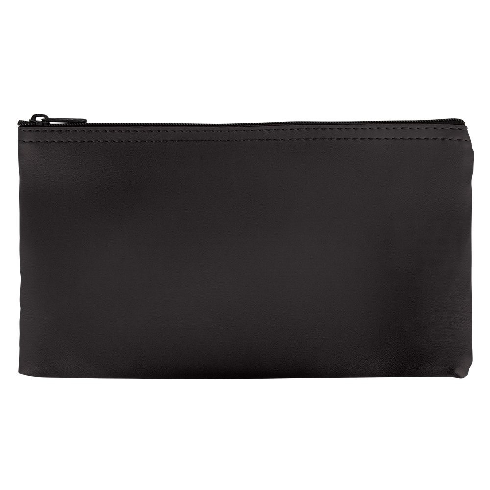 Black Vinyl Zipper Money Bag - 2-Color Imprinted - 11W x 6H - Quick Ship