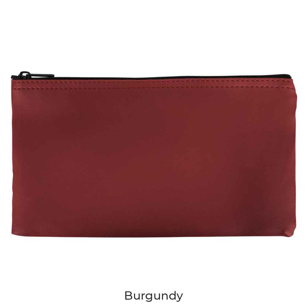 Burgundy Vinyl Zipper Money Bag 11W x 6H - Ready-to-Ship