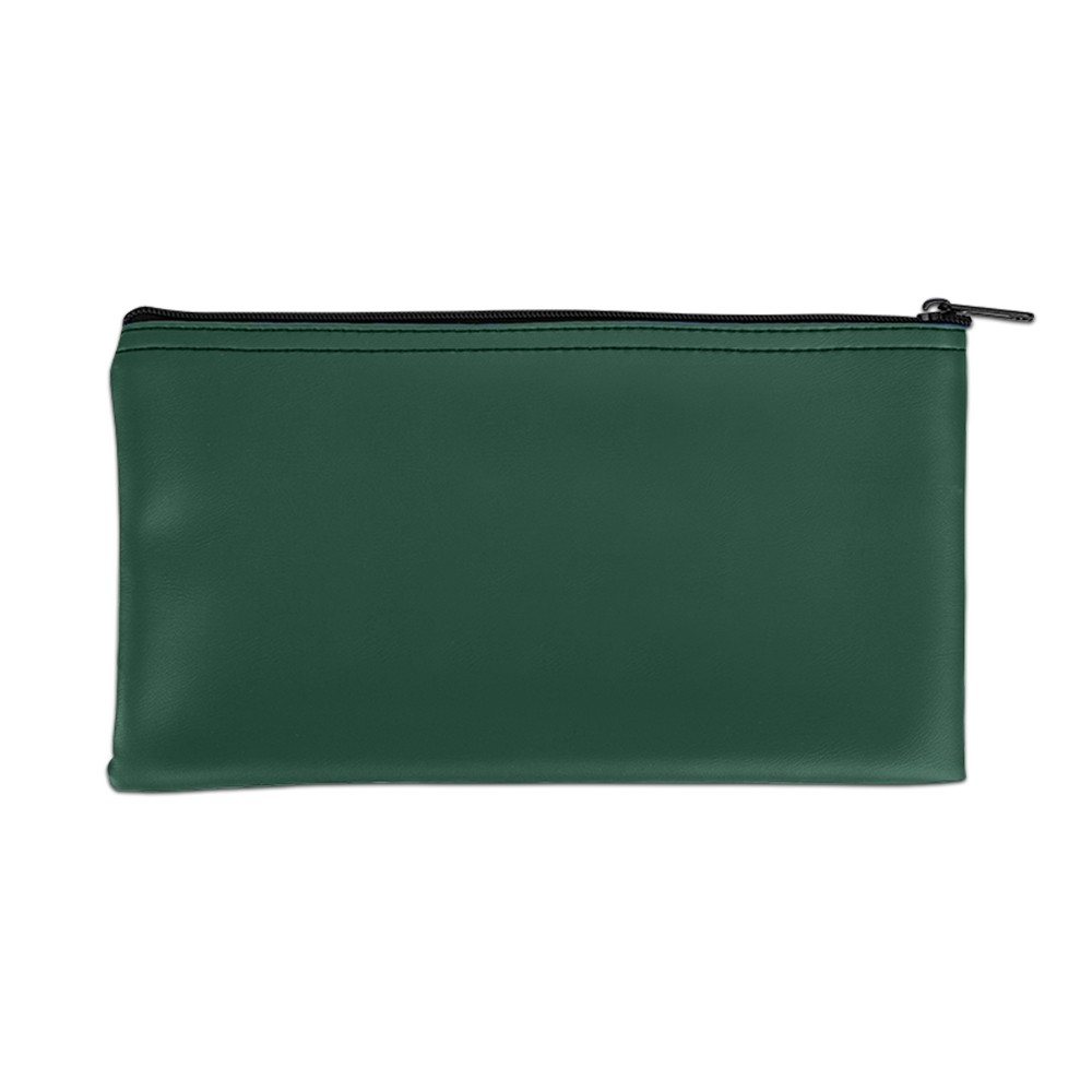 Plain  Forest Green Vinyl Zipper Bag 11W x 6H