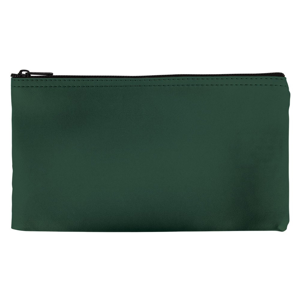 Forest Green Vinyl Zipper Money Bag - 1-Color Imprinted - 11W x 6H - Quick Ship 