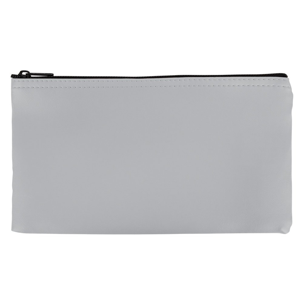 Gray Vinyl Zipper Money Bag - 1-Color Imprinted - 11W x 6H - Quick Ship