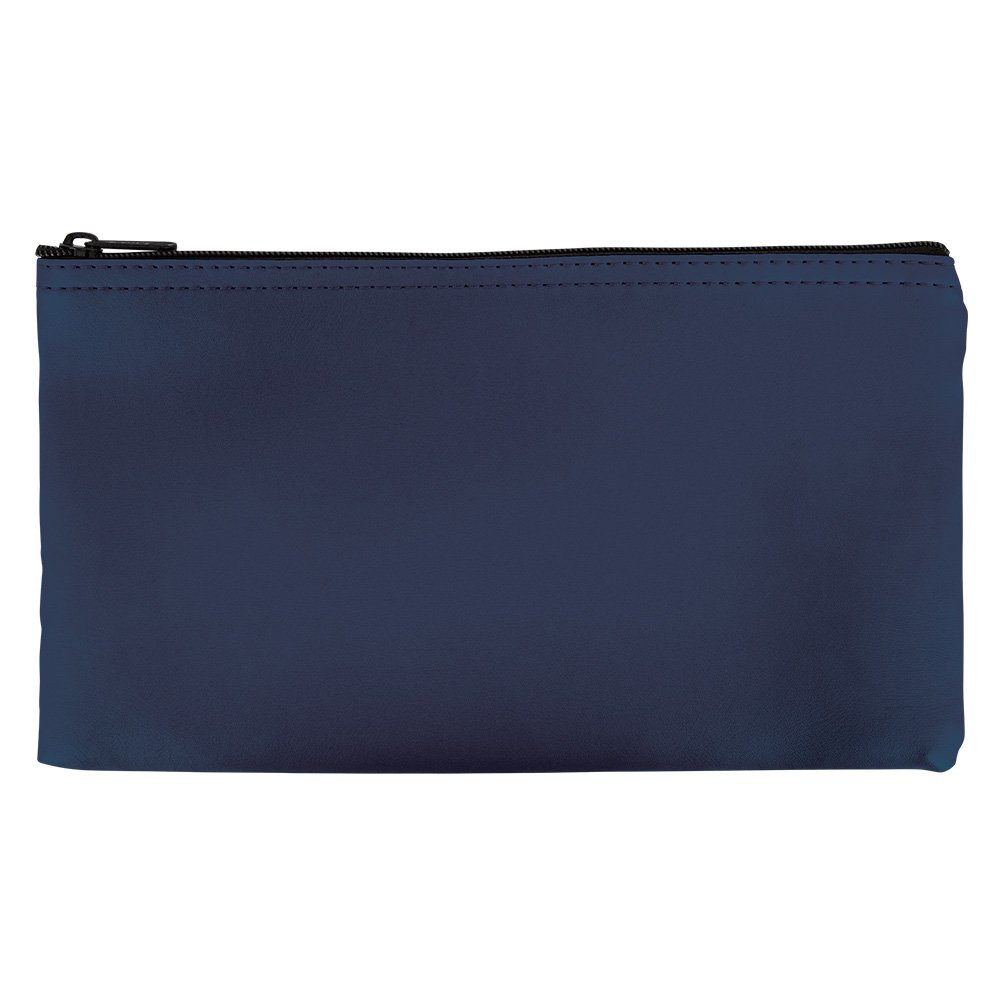 Navy Blue Vinyl Zipper Money Bag - 1-Color Imprinted - 11W x 6H - Quick Ship 