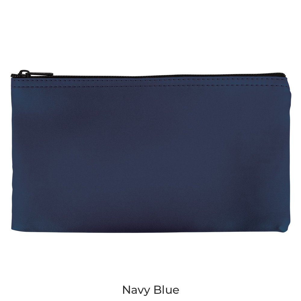 Navy Blue Vinyl Zipper Bag 11W x 6H - Ready to Ship