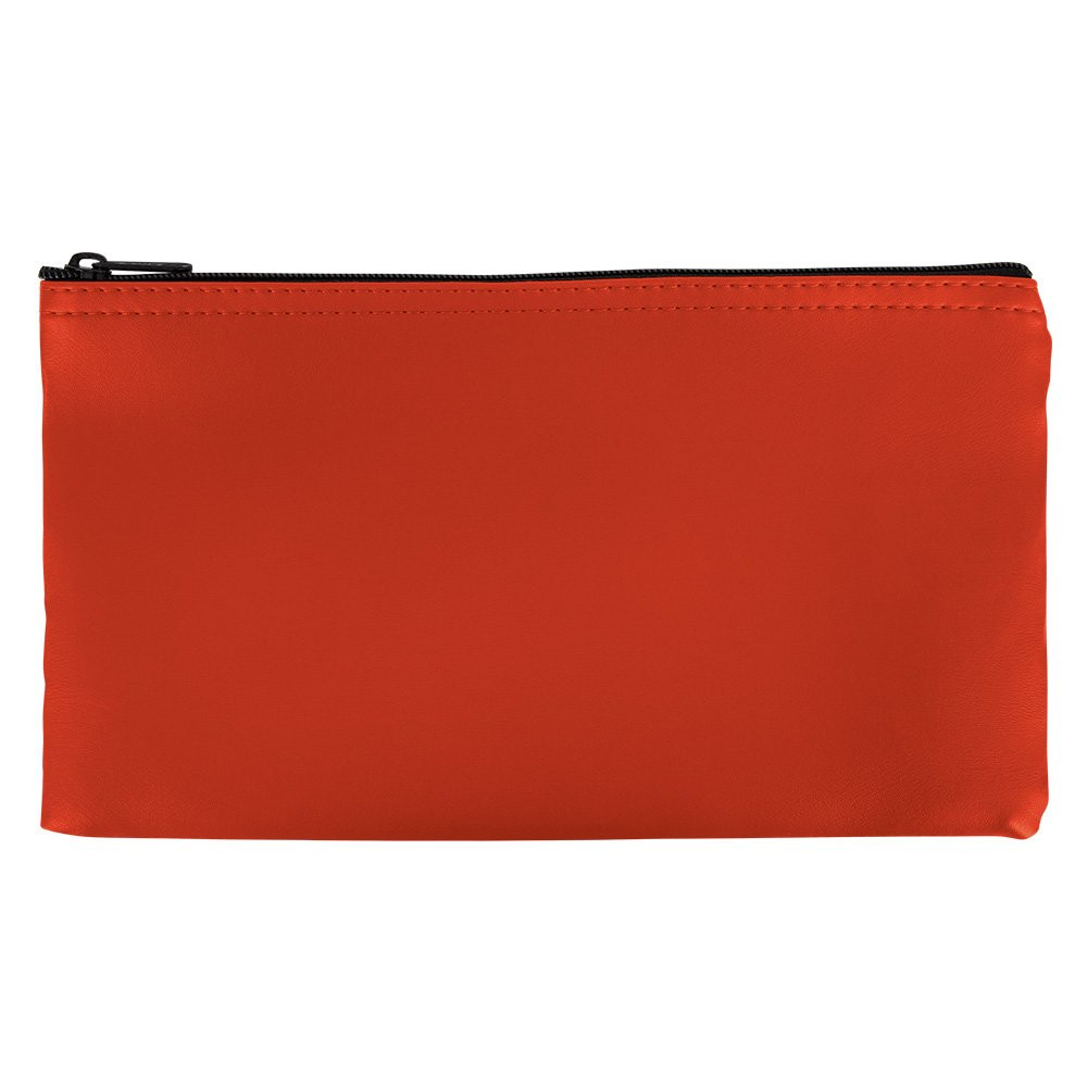 Reddish Orange Vinyl Zipper Money Bag - 1-Color Imprinted - 11W x 6H - Quick Ship