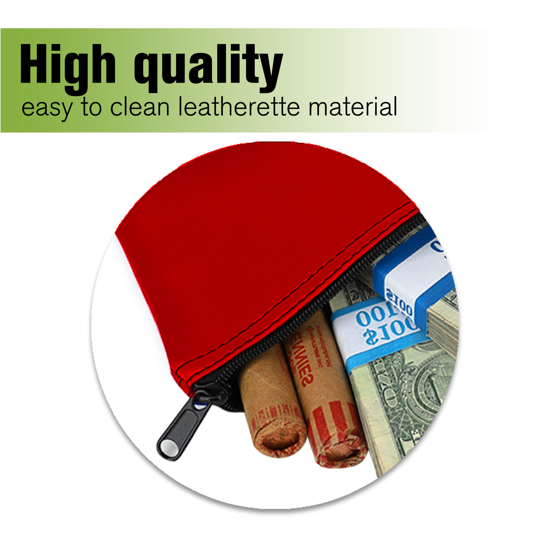 High quality easy to clean leatherette material; Red pictured 