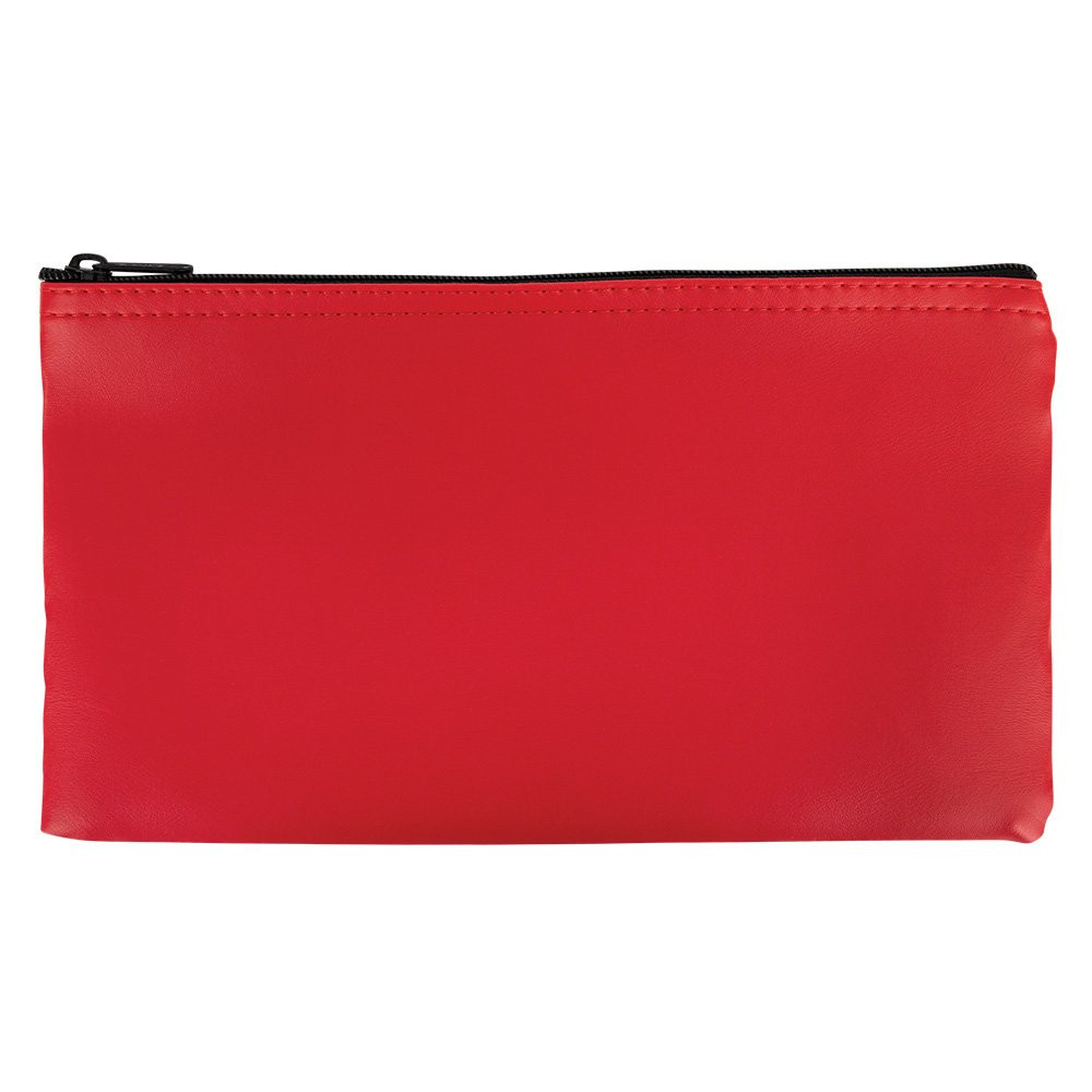 Red Vinyl Zipper Money Bag - 2-Color Imprinted - 11W x 6H - Quick Ship