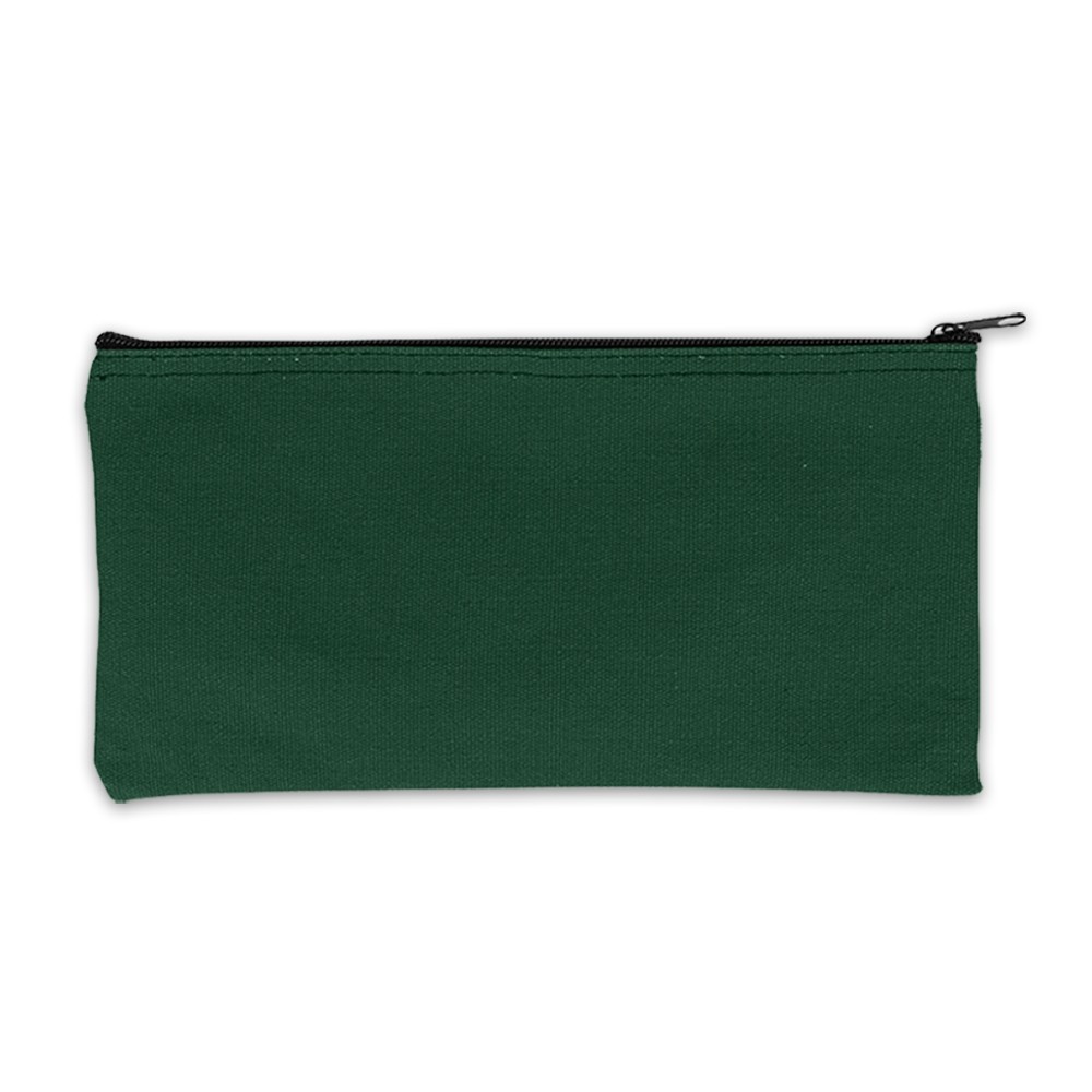 Plain Forest Green Cotton Canvas Zipper Bag - 11W x 6H