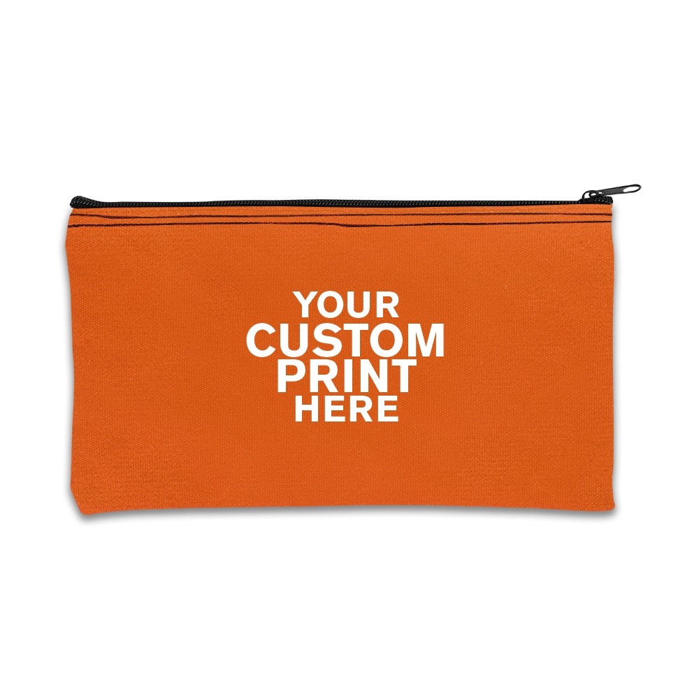 1-Color Imprinted logo on Orange Cotton Canvas Zipper Bag - 11W x 6H
