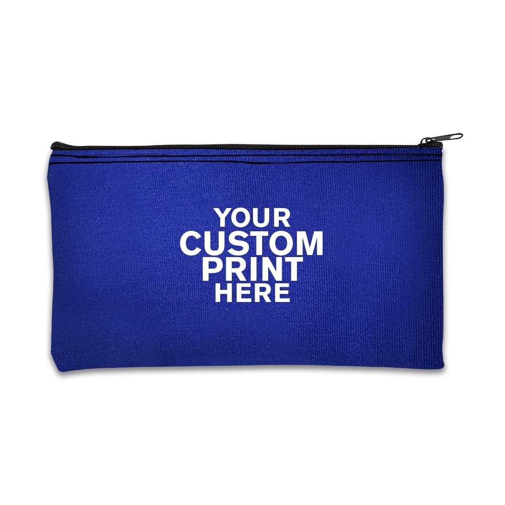 1-Color Imprinted logo on  Royal Blue Cotton Canvas Zipper Bag - 11W x 6H - Quick-Ship