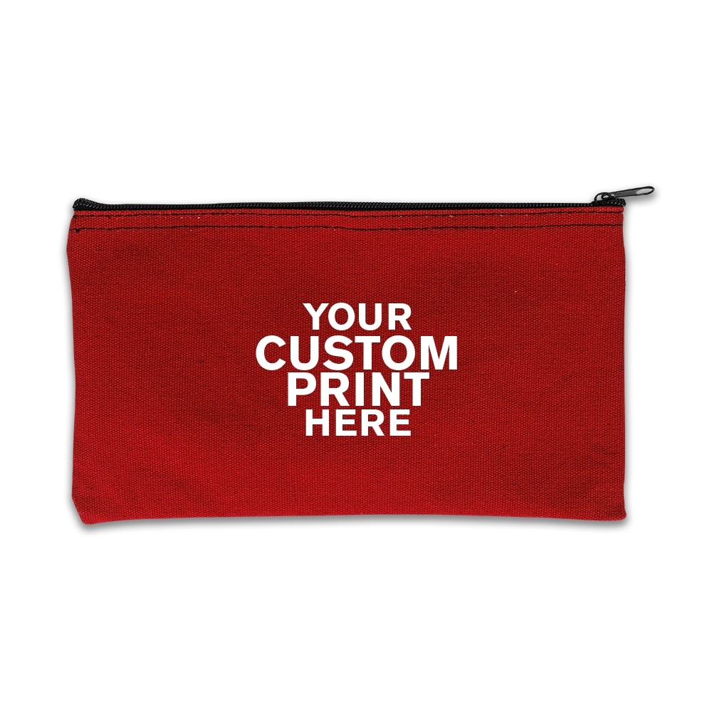 1-Color Imprinted logo on Red Cotton Canvas Zipper Bag - 11W x 6H