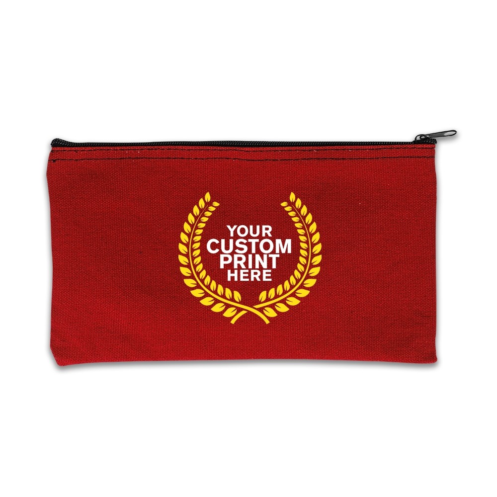 2-Color Imprinted logo on Red Cotton Canvas Zipper Bag - 11W x 6H