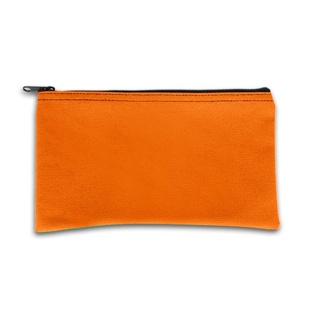 Orange 14oz Cotton Canvas Zipper Bag 10-1/2W x 5-1/2H - Quick-Ship