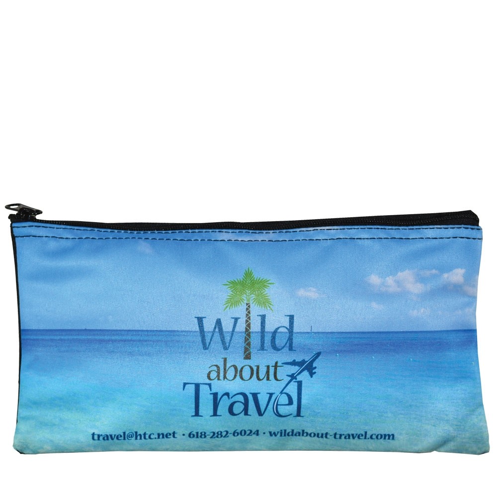 Full Color 10-1/2 W x 5-1/2 H Zipper Bag- custom print on zipper bag - beach image on bag with custom text 