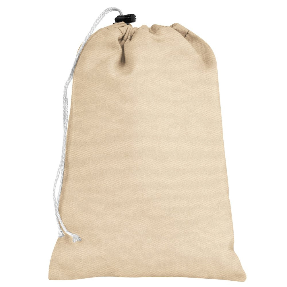 Natural 10oz Cotton Canvas Imprinted 8Wx12H Drawstring Bag w/rope lock 