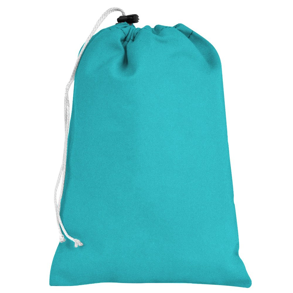 Teal 10oz Cotton Canvas Plain 8Wx12H Drawstring Bag w/rope lock 
