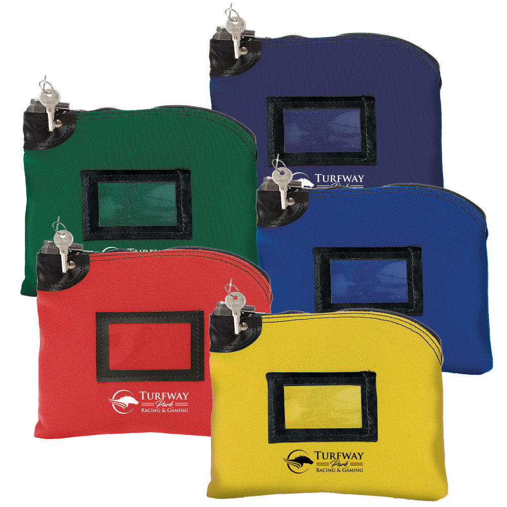 10W x 8H 14oz Cotton Canvas 1-Color Imprinted Locking Deposit Bags