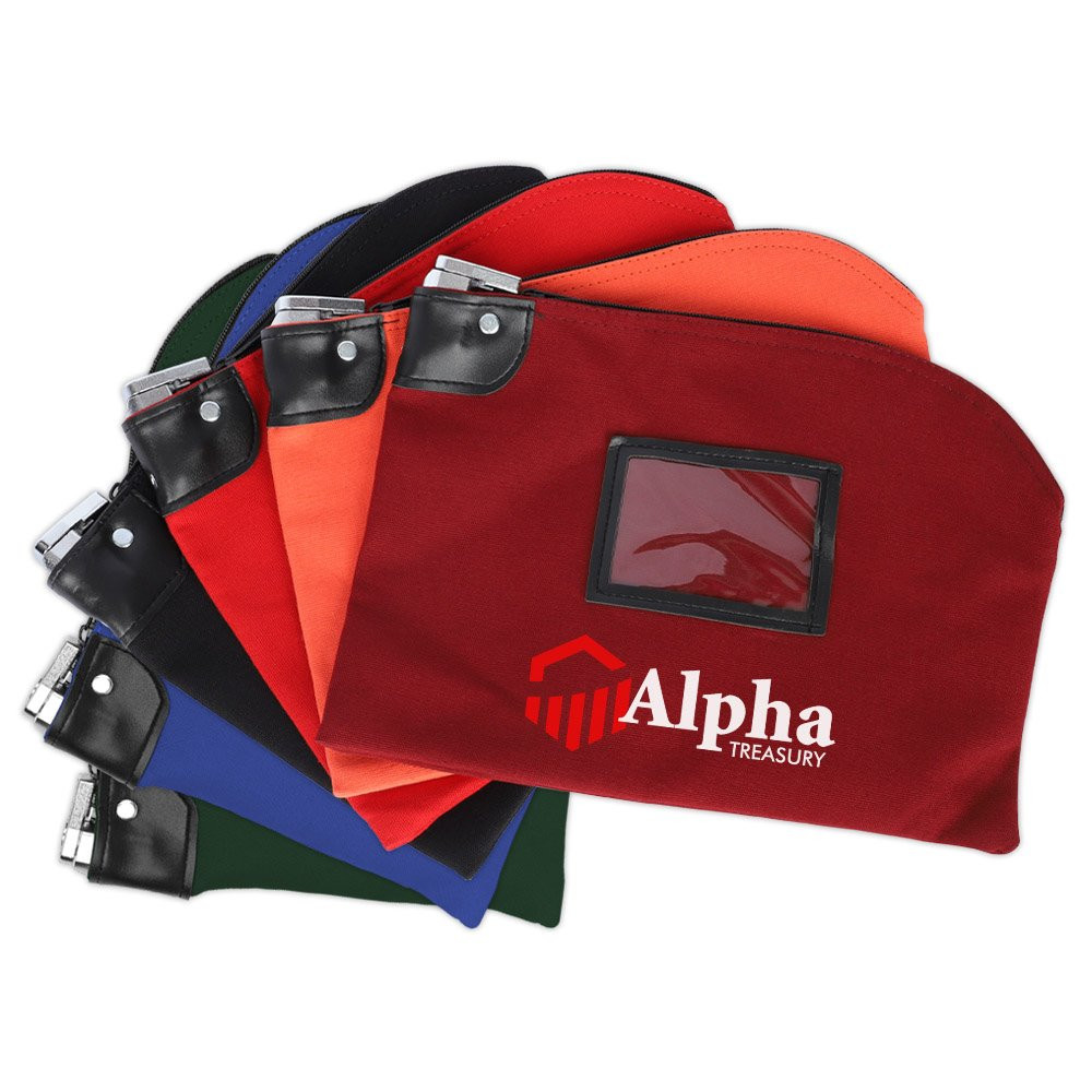 12W x 9H, 14oz Cotton Canvas Locking Deposit Bags with Full Color Imprint