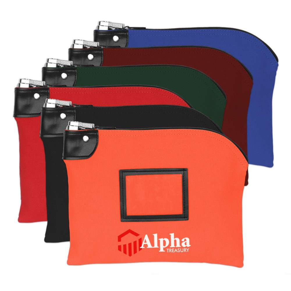 12W x 9H, 14oz Cotton Canvas Locking Deposit Bags with Full Color Imprint