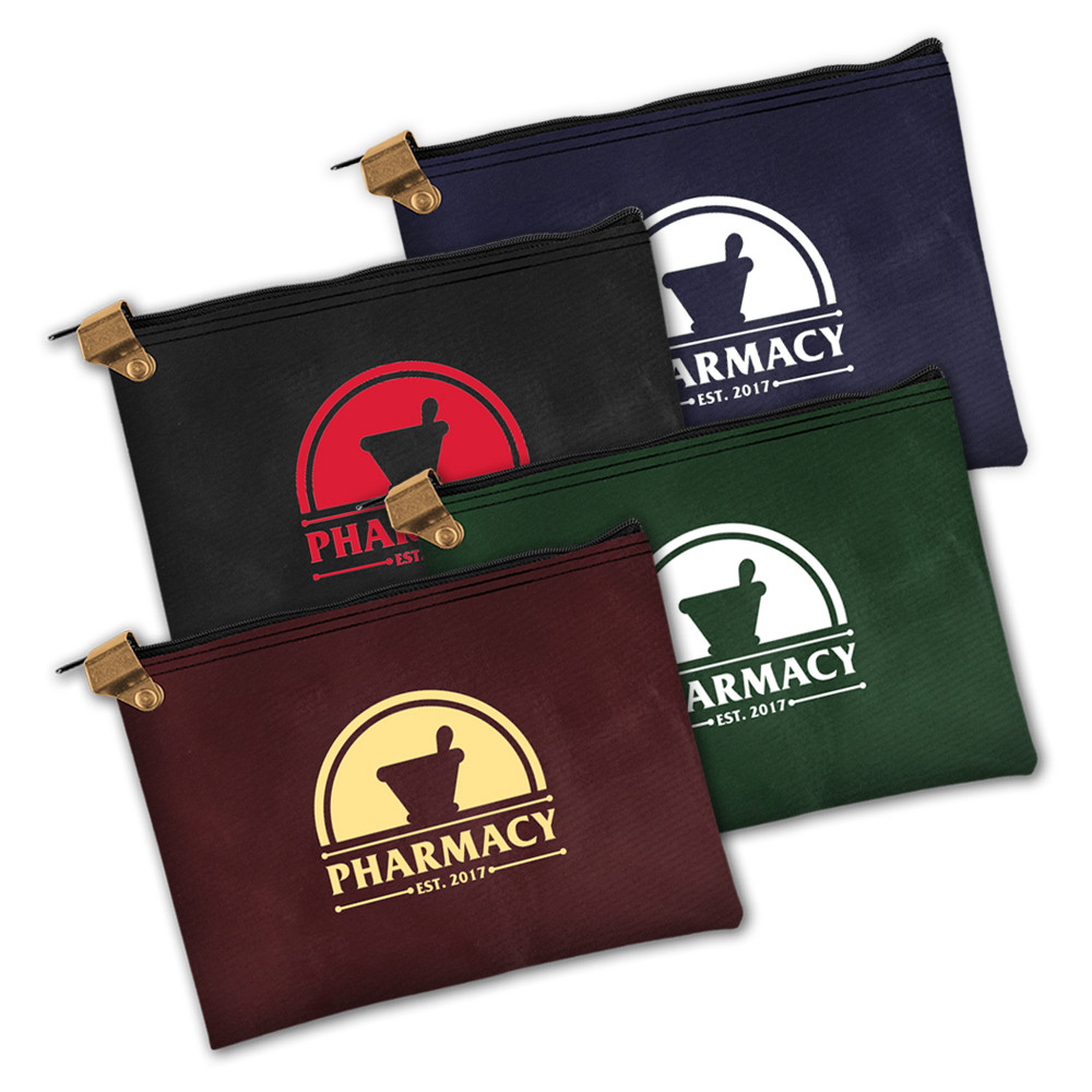 Nylon lockable medication bags - one color imprint - four count 