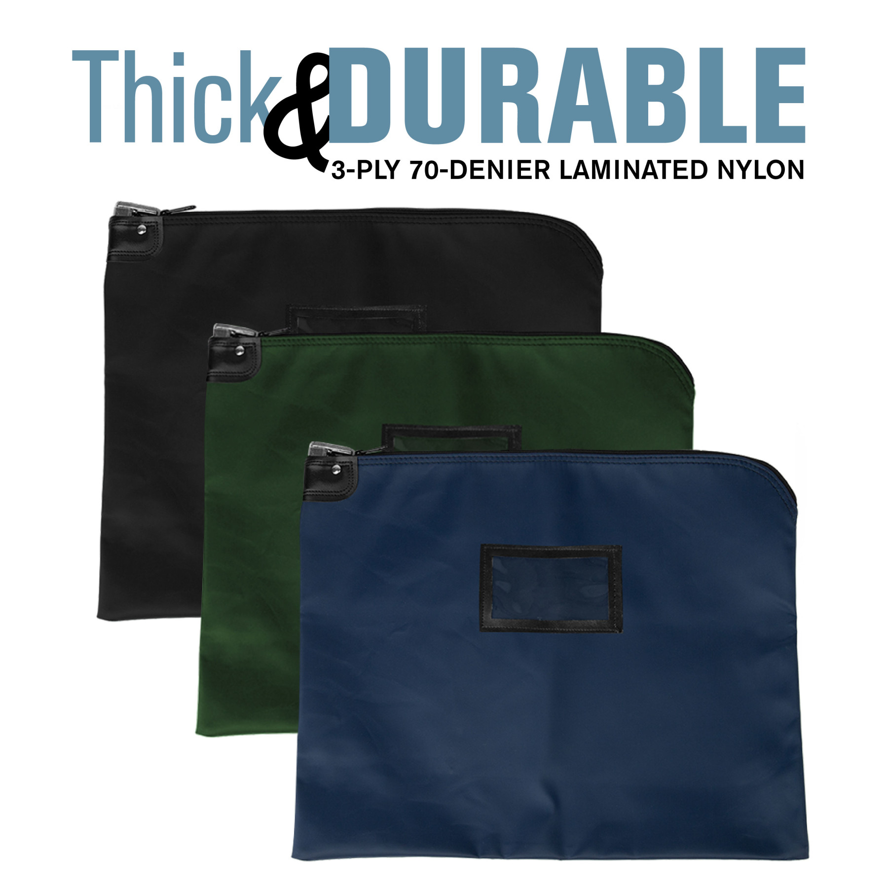 Laminated Nylon HIPAA Locking Courier Bags with Cardholder - 19W x 15H