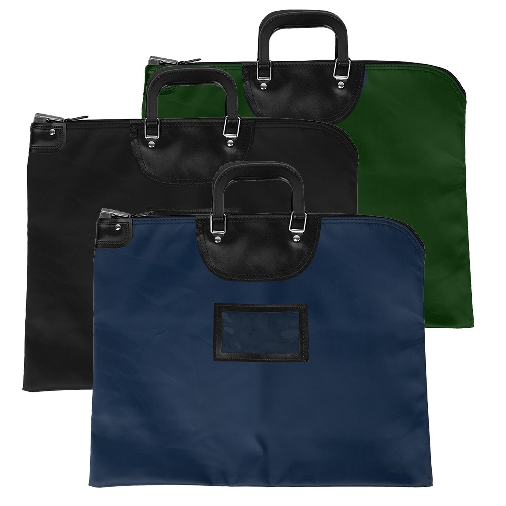 19W x 15H Laminated Nylon HIPAA Locking Courier Bags with Handles