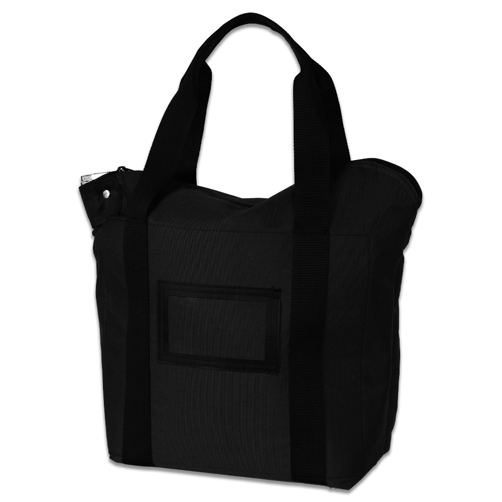 17W x 14H x 6D Locking Courier Briefcase Bags w/ Handles - Ready-To-Ship - Black - Side view