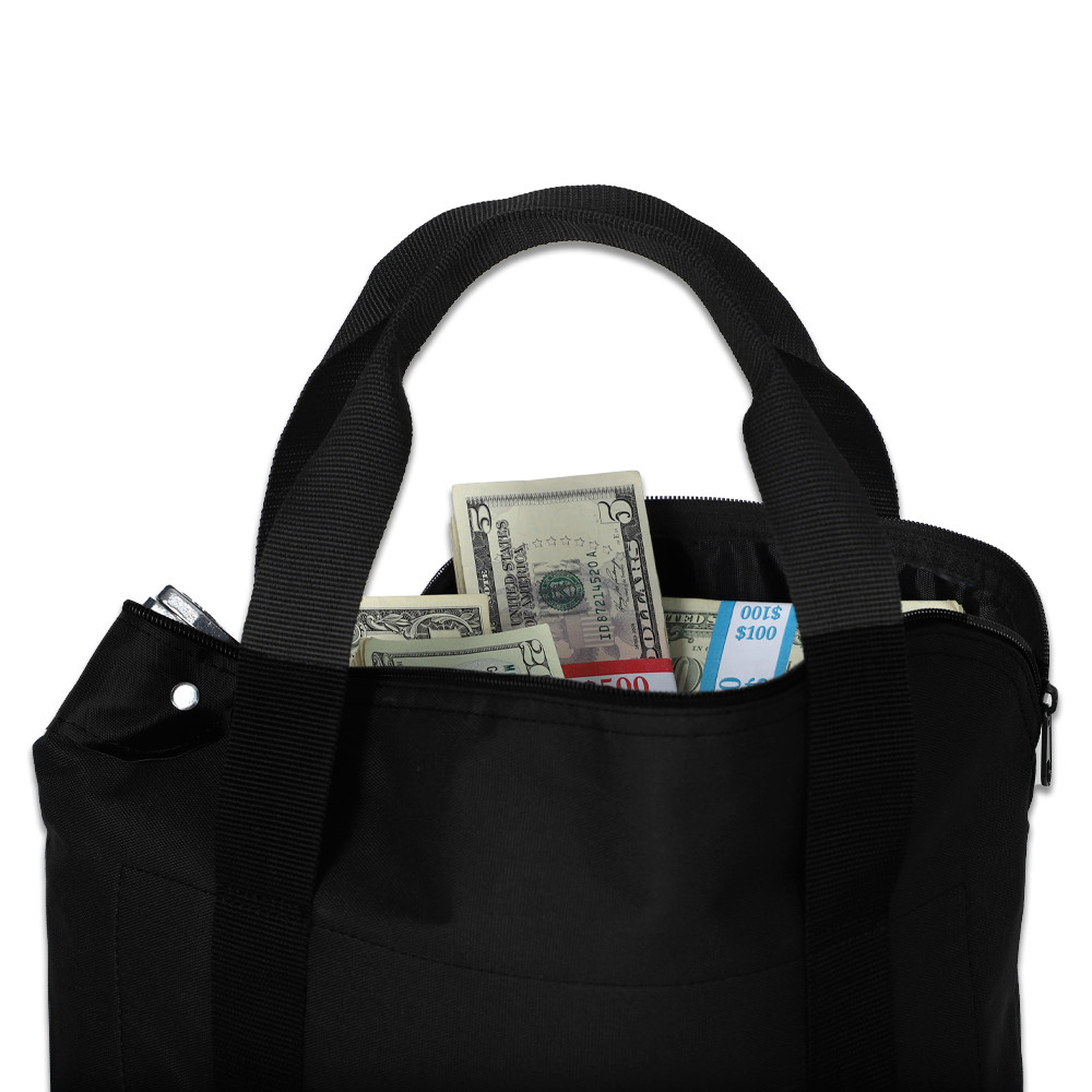 17W x 14H x 6D Locking Courier Briefcase Bags w/ Handles - Ready-To-Ship - Black - full bag