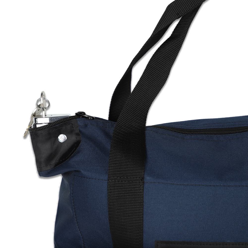 17W x 14H x 6D Locking Courier Briefcase Bags w/ Handles - Ready-To-Ship - Navy Blue - lock is visible