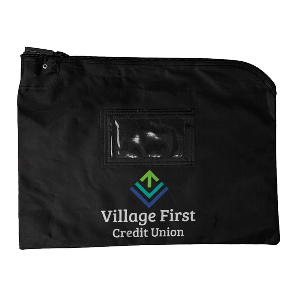 Full-Color Imprinted - 15W x 11H Black Laminated Nylon Locking Deposit Bags 