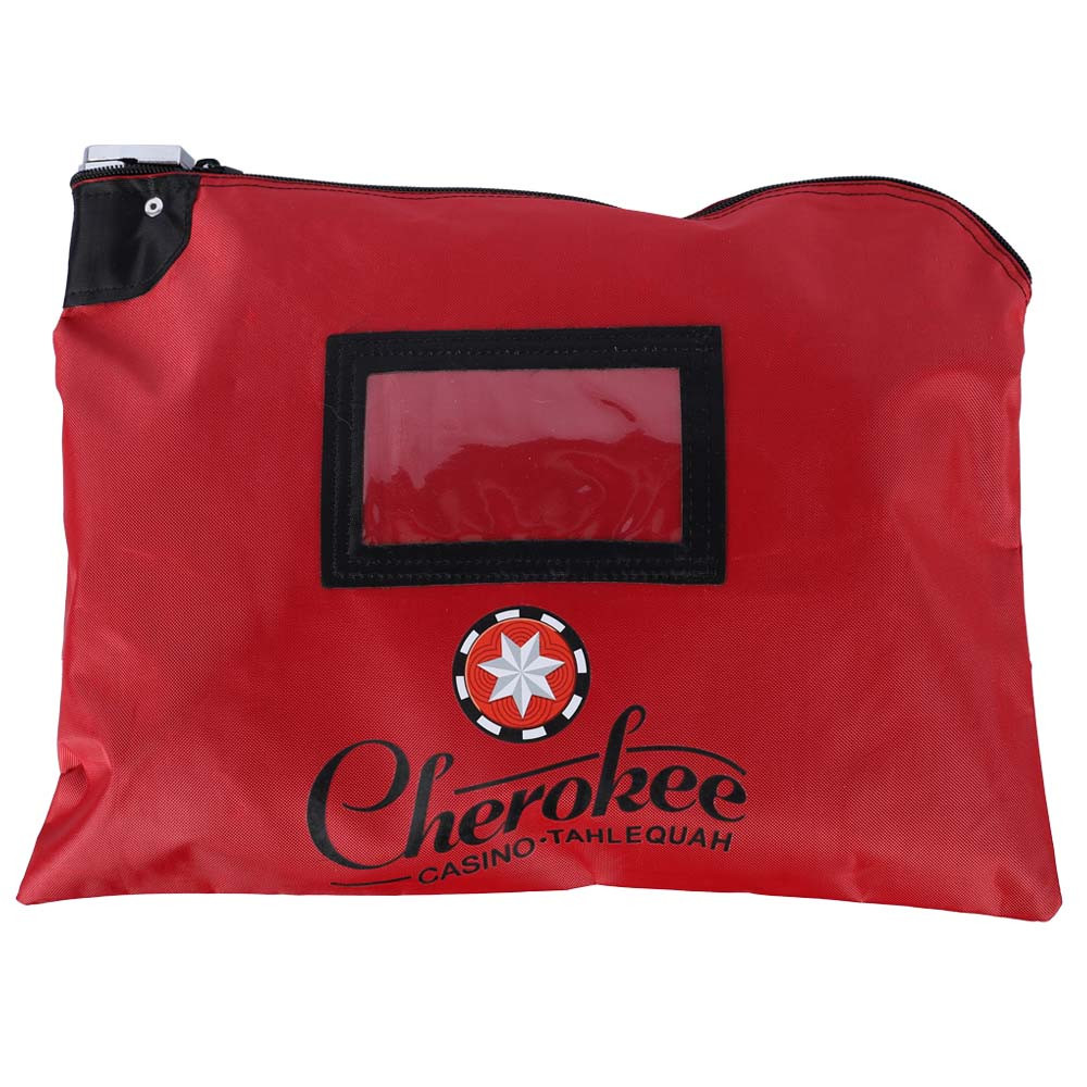 Full-Color Imprinted - 15W x 11H Red Laminated Nylon Locking Deposit Bag