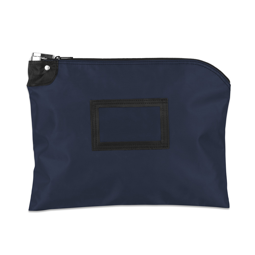 Navy Blue Laminated Nylon Locking Deposit Bags - 15W x 11H - Ready to Ship