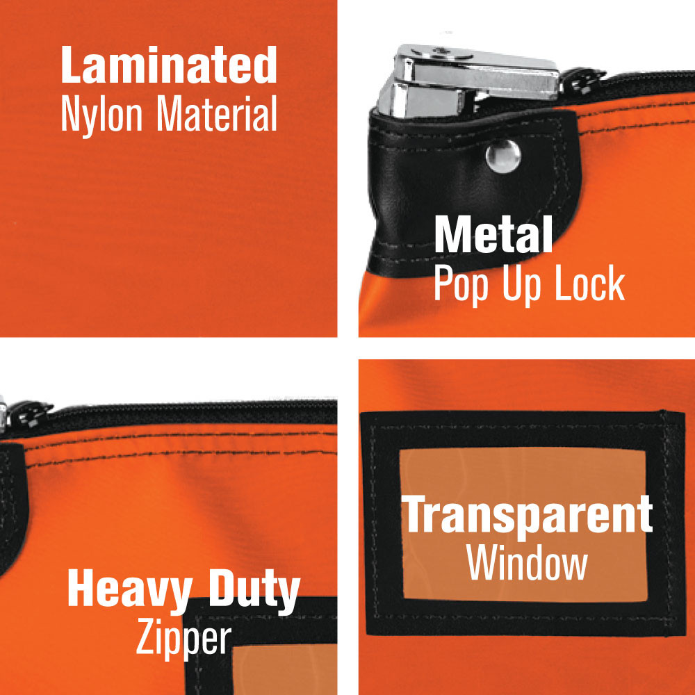 Laminated Nylon Locking Deposit Bags - 15W x 11H details