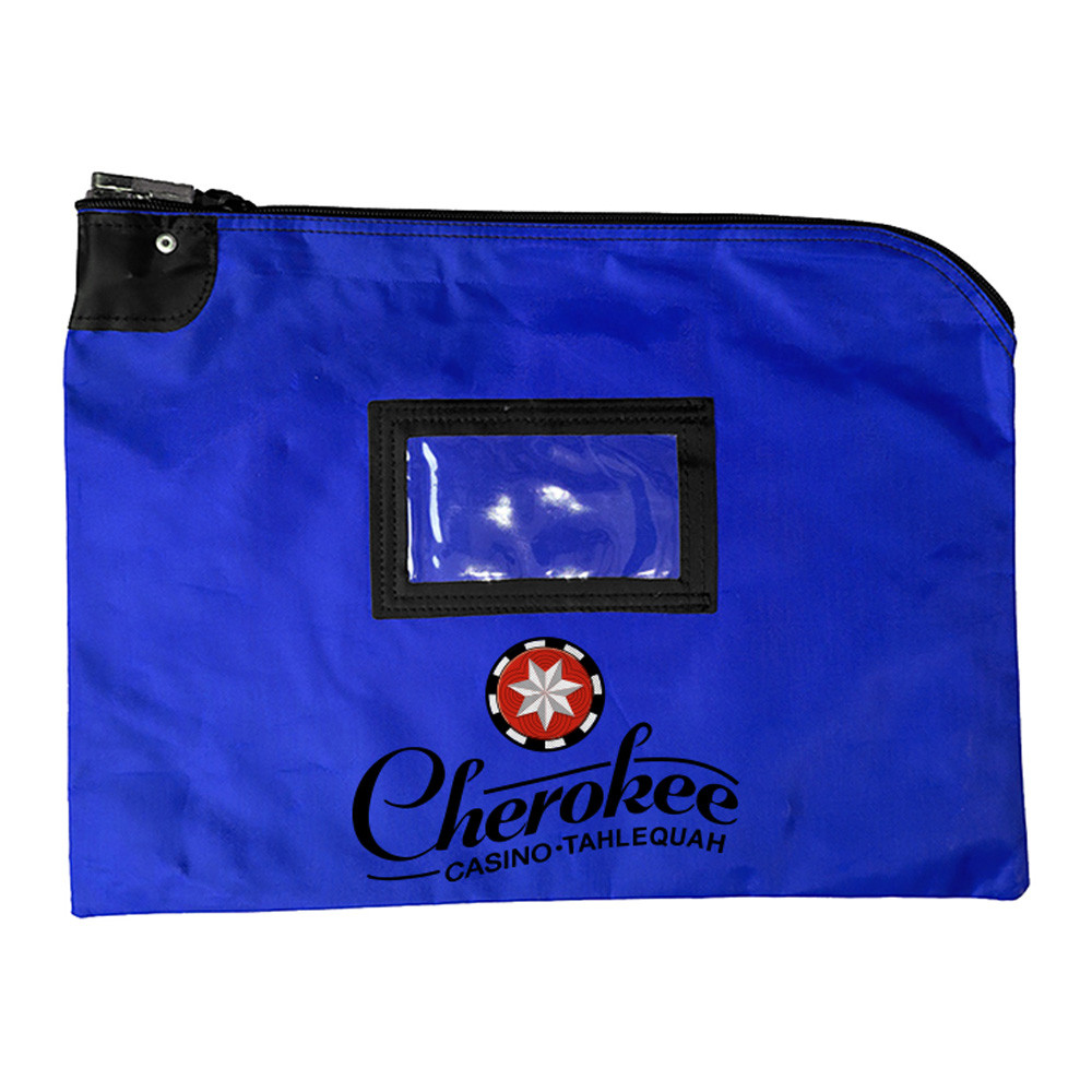 Full-Color Imprinted - 15W x 11H Royal Blue Laminated Nylon Locking Deposit Bags 
