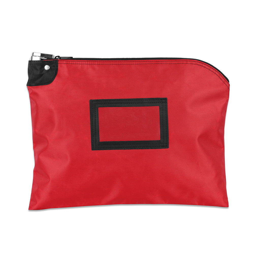 Red Laminated Nylon Locking Deposit Bags - 15W x 11H - Ready to Ship