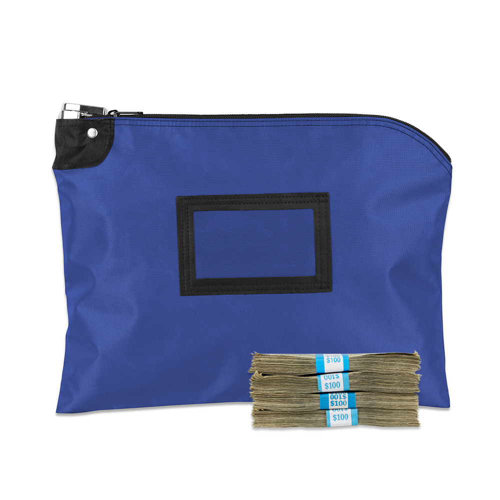 Royal Blue Laminated Nylon Locking Deposit Bags - 15W x 11H