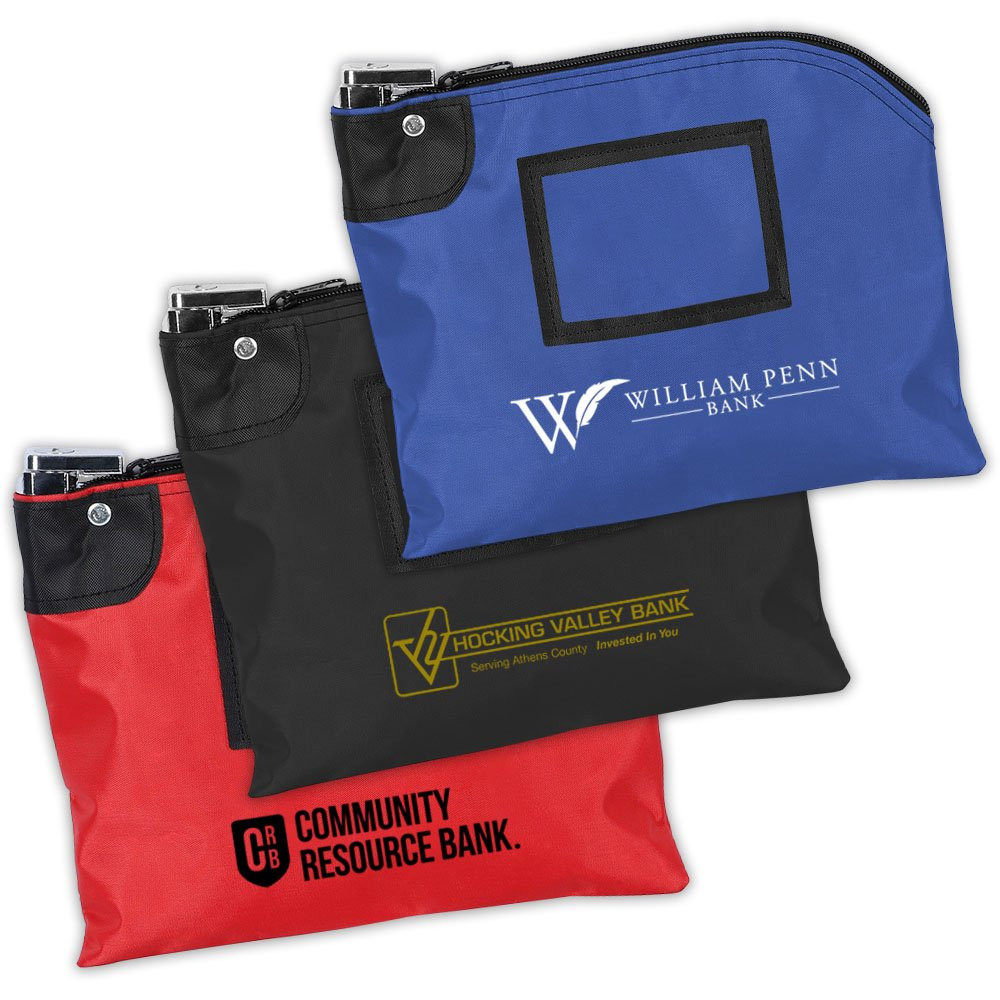 10W x 8H Laminated Nylon Locking Bags Shown Fanned Out