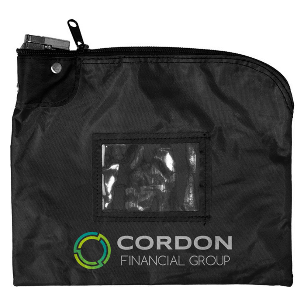 Full-Color Imprinted - 10W x 8H Black Laminated Nylon Locking Deposit Bag