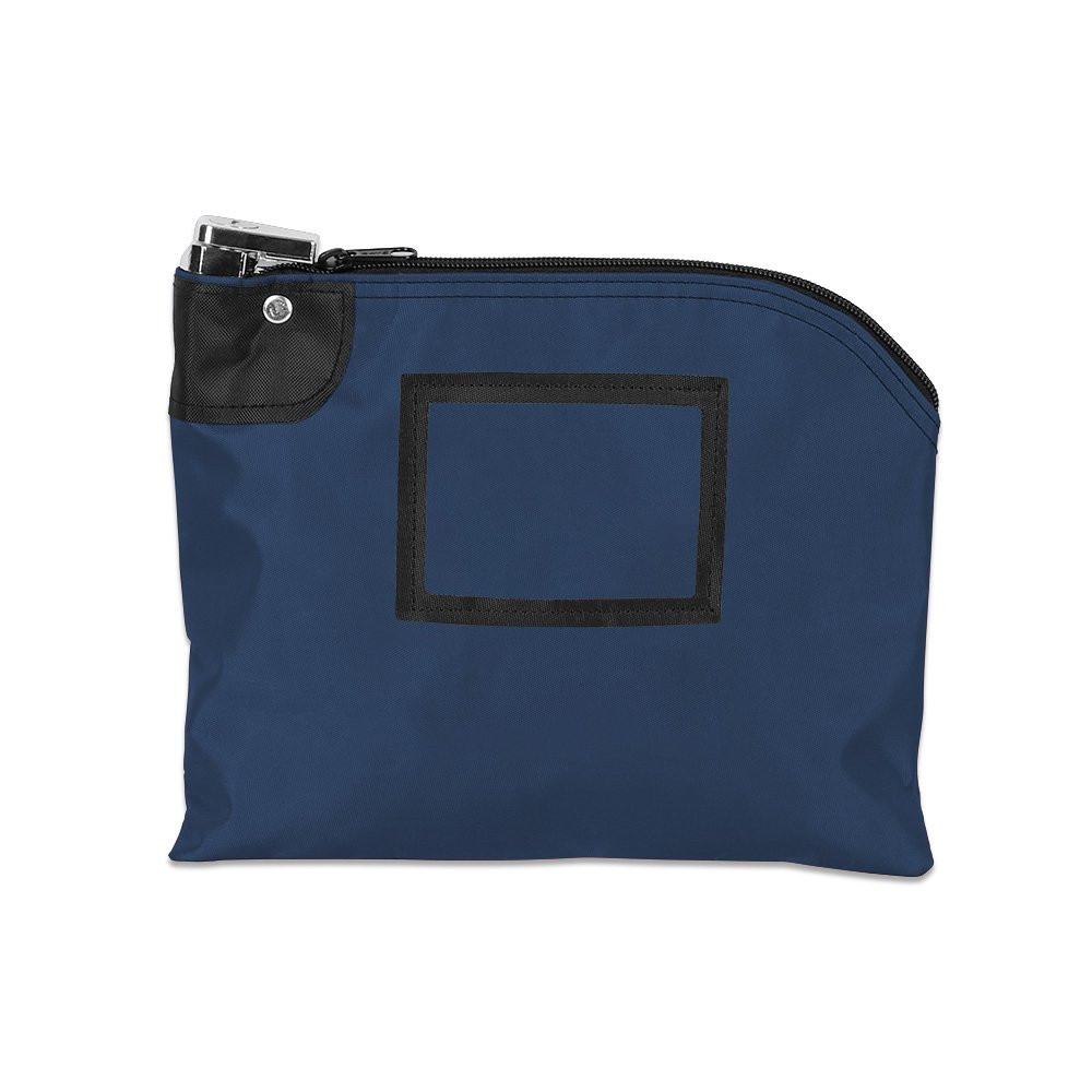 Navy Blue Laminated Nylon 10W x 8H Locking Deposit Bag